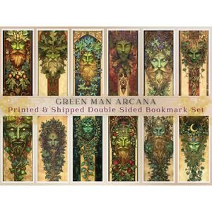 Green Man Arcana Pagan Wiccan Druid Oak King Bookmarks Printed Set Of 12
